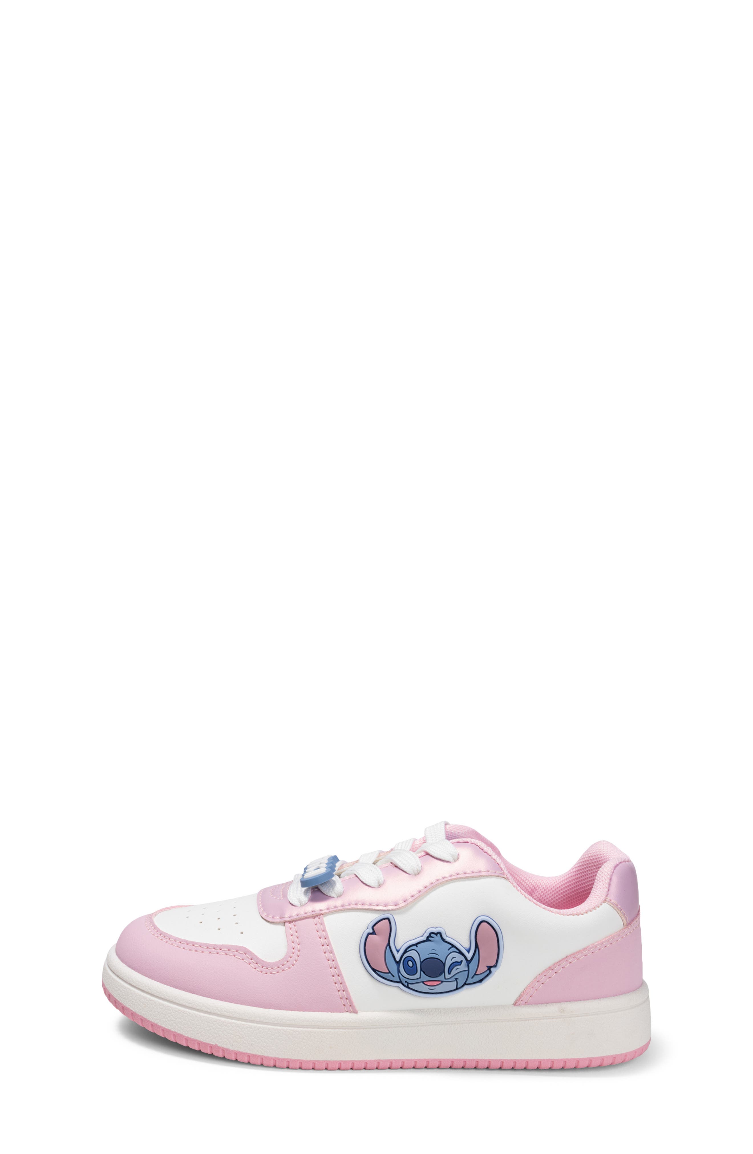 Kids' Stitch Faux Leather Court Sneaker, Alternate, color, WHITE/ PINK