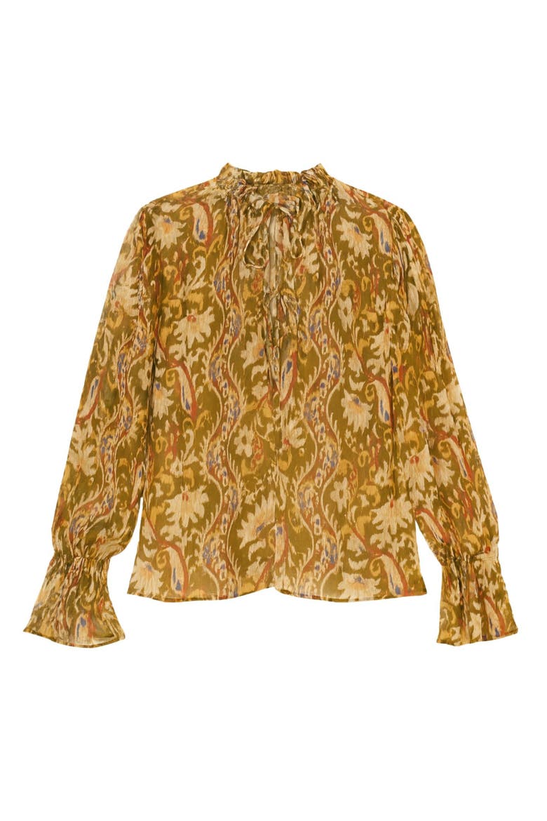 Isha Printed Blouse, Alternate, color, Pesto Combo