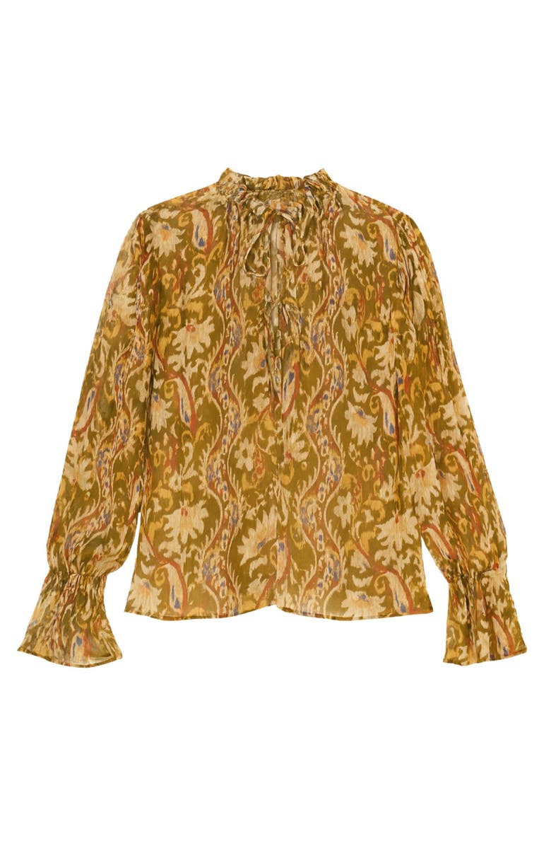 Rebecca Taylor Isha Printed Blouse, Alternate, color, Pesto Combo