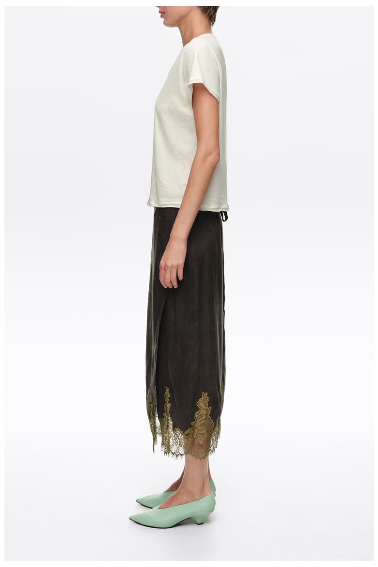 Lace Trim Wrap Midi Skirt, Alternate, color, WASHED BLACK