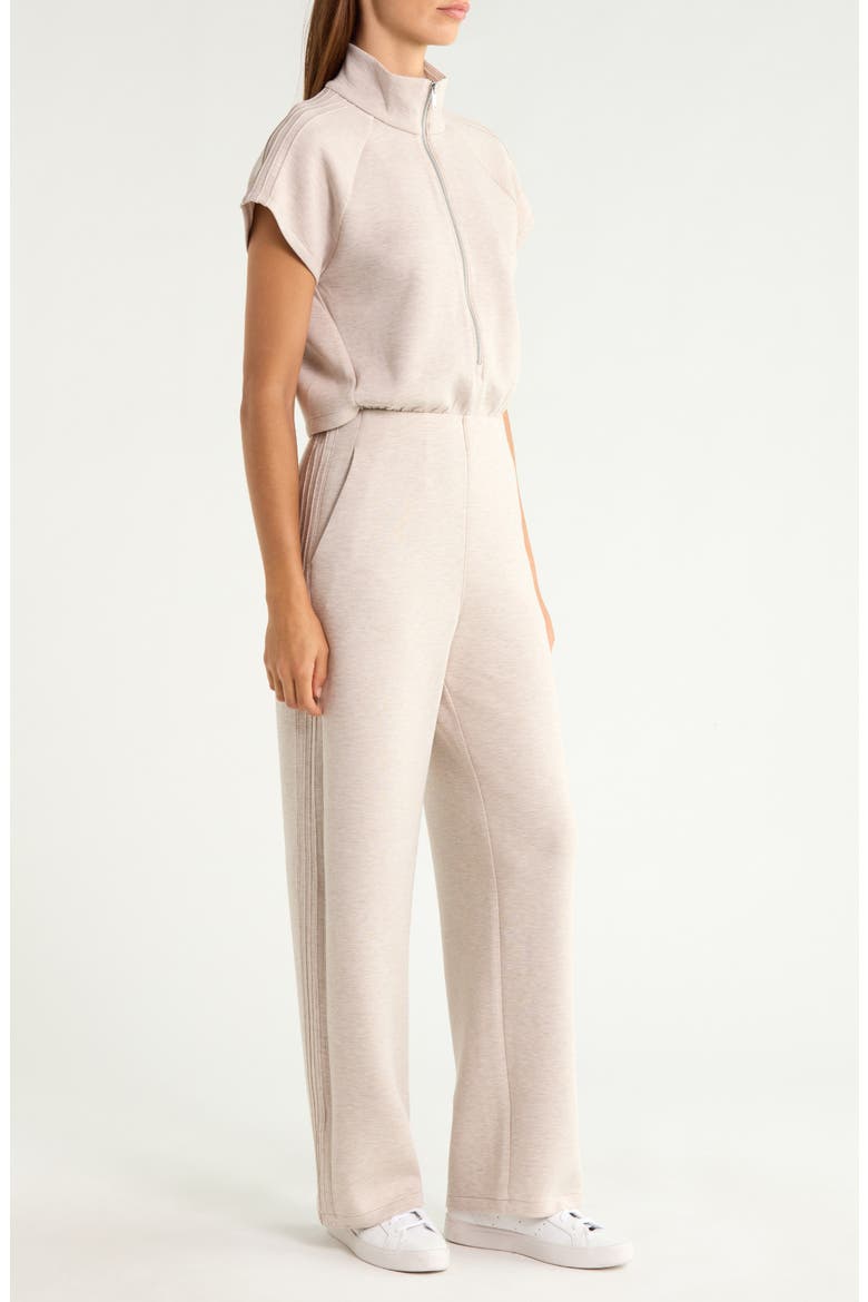 Pintuck Half Zip Jumpsuit, Alternate, color, BONE HEATHER