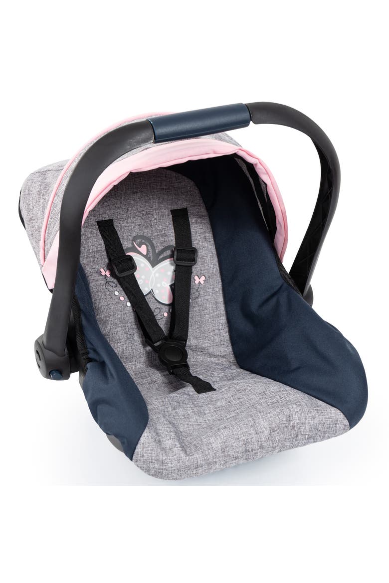 Car Seat Grey, Blue, Pink Butterfly Fits Dolls Up To 18 Inch, Main, color, Multicolored
