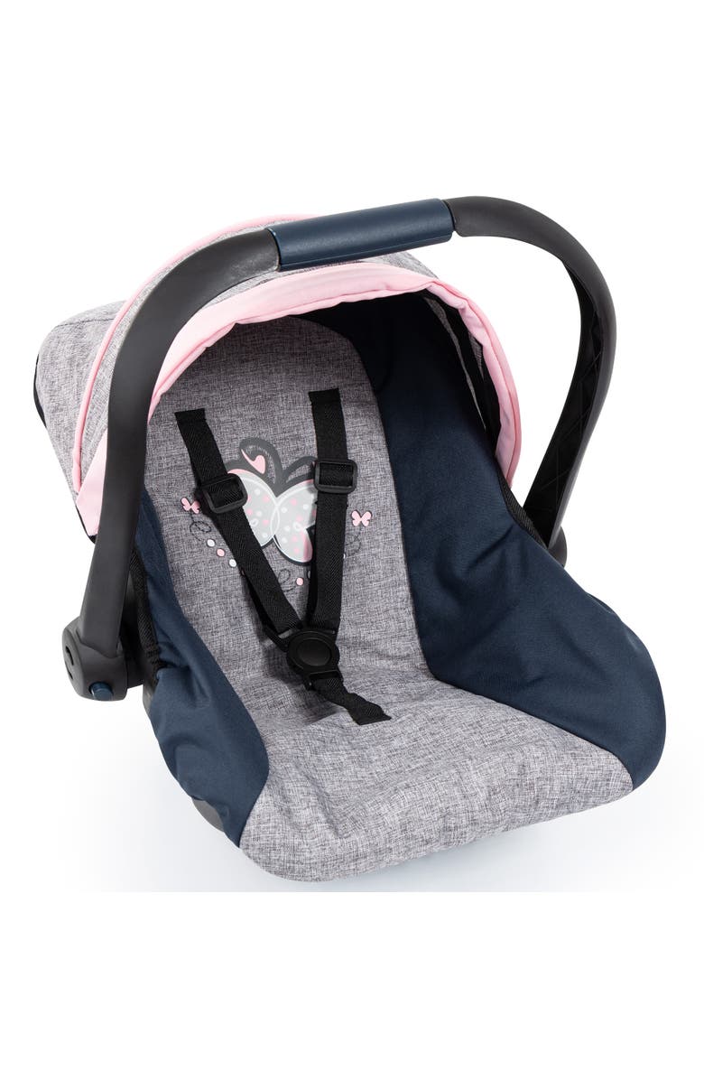 Bayer Design Car Seat Grey, Blue, Pink Butterfly Fits Dolls Up To 18 Inch, Main, color, Multicolored