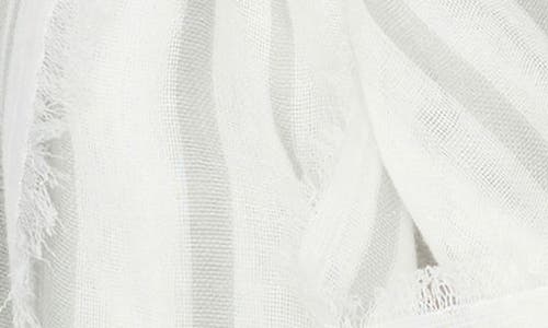 Vince Variegated Stripe Cotton Fringe Scarf In Sea Stone Off White