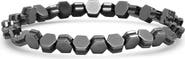 HMY JEWELRY Hexagon Hematite Beaded Stretch Bracelet