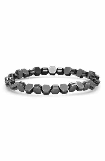 Hexagon Hematite Beaded Stretch Bracelet