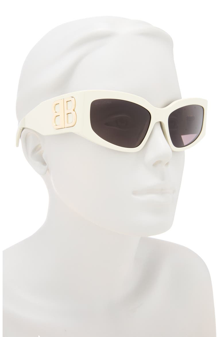 57mm Rectangular Sunglasses, Alternate, color, IVORY IVORY GREY