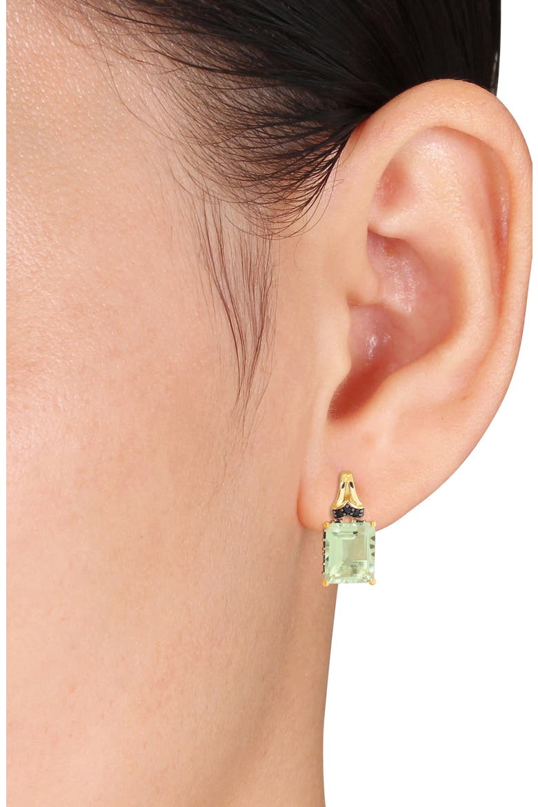 Emerald-Cut Green Quartz Stud Earrings, Alternate, color, GREEN
