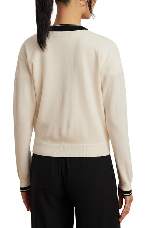 Ralph Lauren Two-tone Cotton-blend Cardigan In Mascarpone Cream/black
