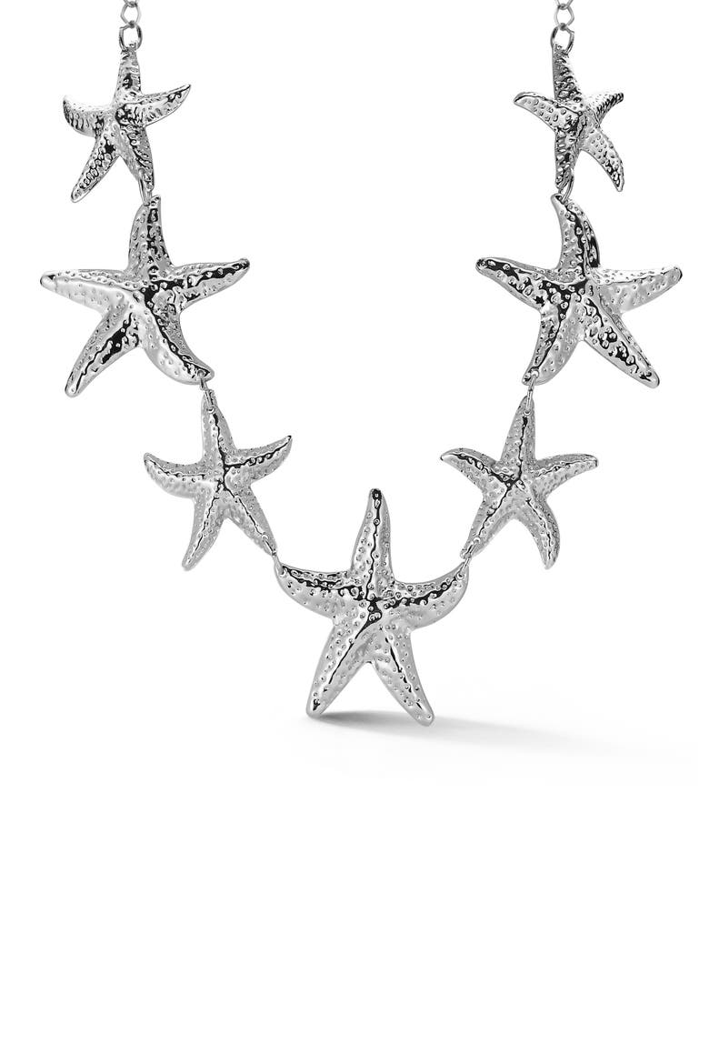 Starfish Statement Necklace, Main, color, SILVER