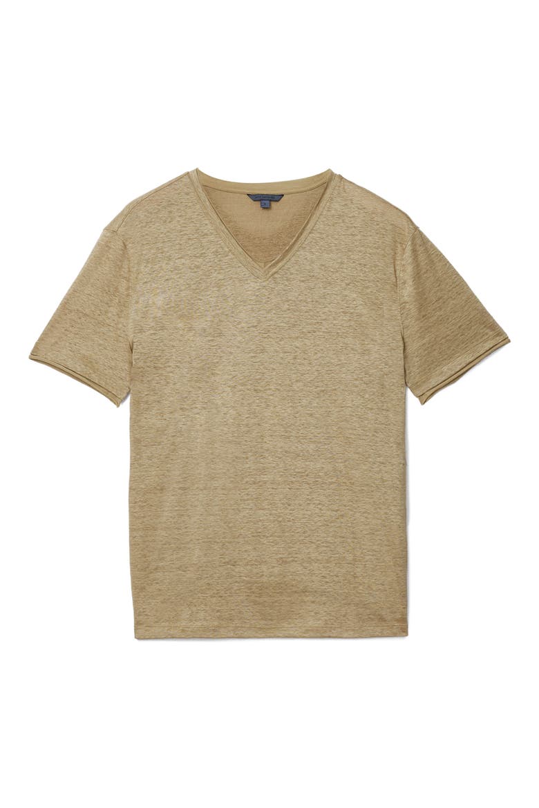 Wooster Slim Fit V-Neck Burnout Linen T-Shirt, Alternate, color, TWIG