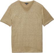 John Varvatos Wooster Slim Fit V-Neck Burnout Linen T-Shirt