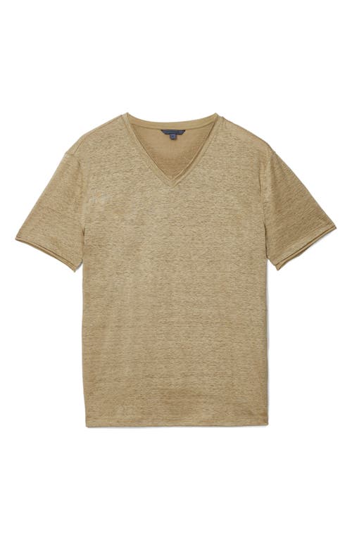 John Varvatos Wooster Slim Fit V-neck Burnout Linen T-shirt In Brown