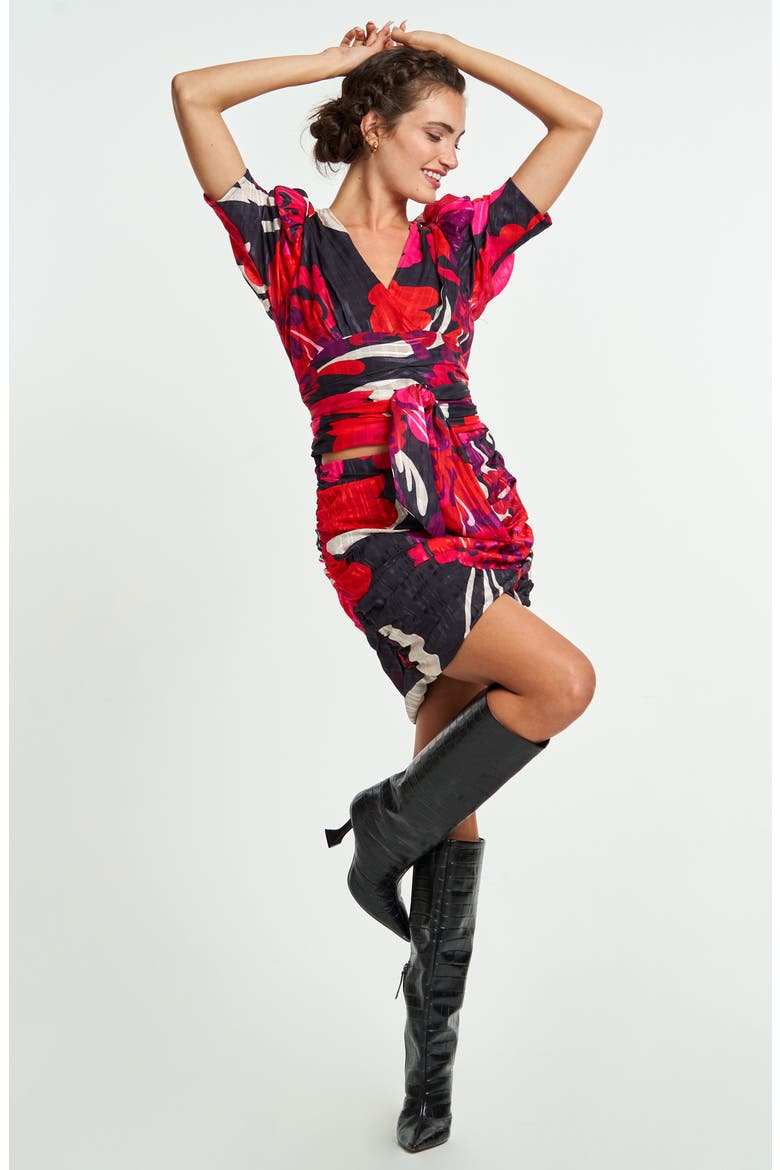 Farrah Floral Puffed Sleeve Top, Alternate, color, RED MULTI