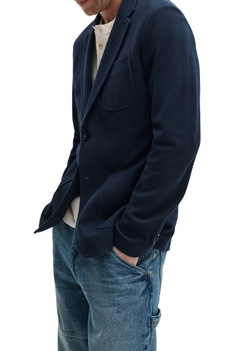 Skeleton Navy Cotton Piqué Blazer, Alternate, color, NAVY