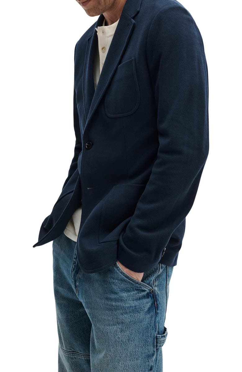 rag & bone Skeleton Navy Cotton Piqué Blazer, Alternate, color, Navy