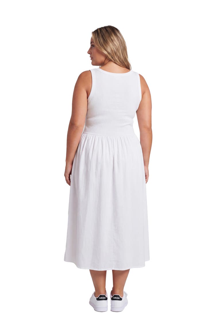 Curvy Essential Sleeveless Scoop Neck A-Line Pocket Maxi Dress, Alternate, color, White