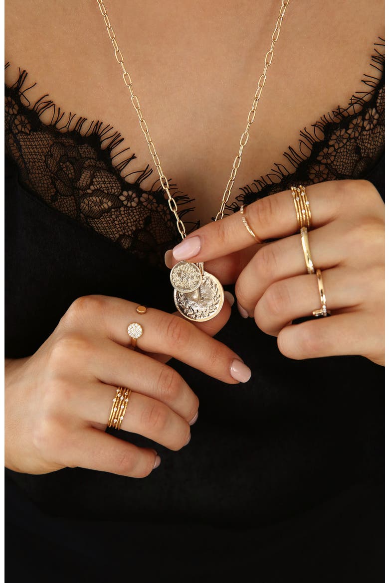 Double Coin Pendant Necklace, Alternate, color, GOLD