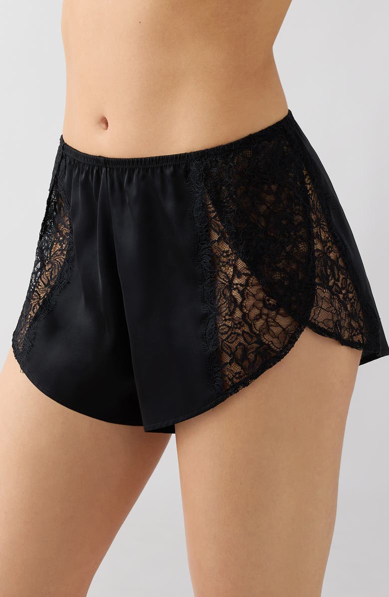 b.tempt'd by Wacoal It's On Lace & Satin Shorty Tap Shorts, Alternate, color, Night