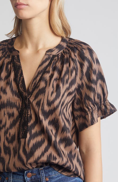 Wit & Wisdom Print Cotton Blend Top In Portobello/black