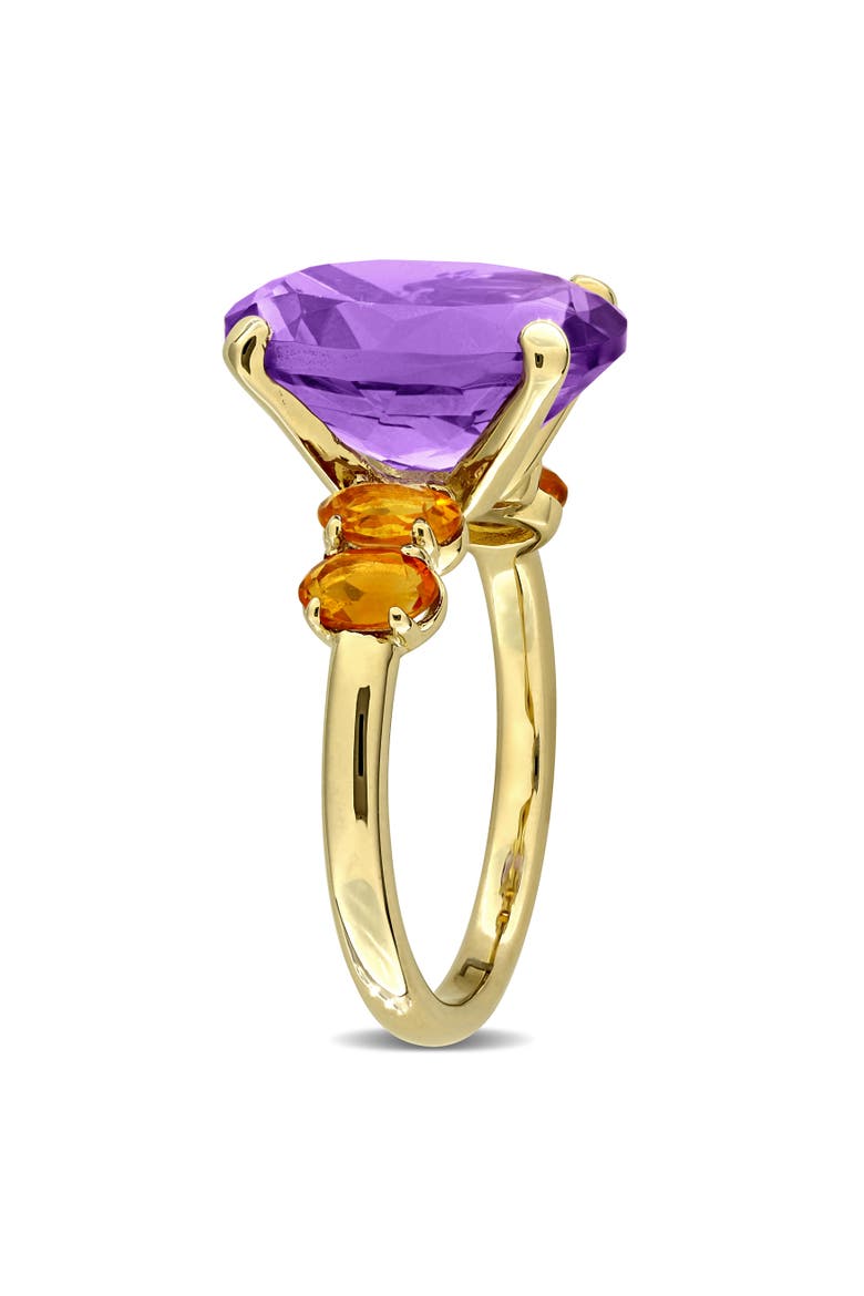 Gemstone Oval 5-Stone Ring Sterling Silver, Alternate, color, Amethyst/Citrine