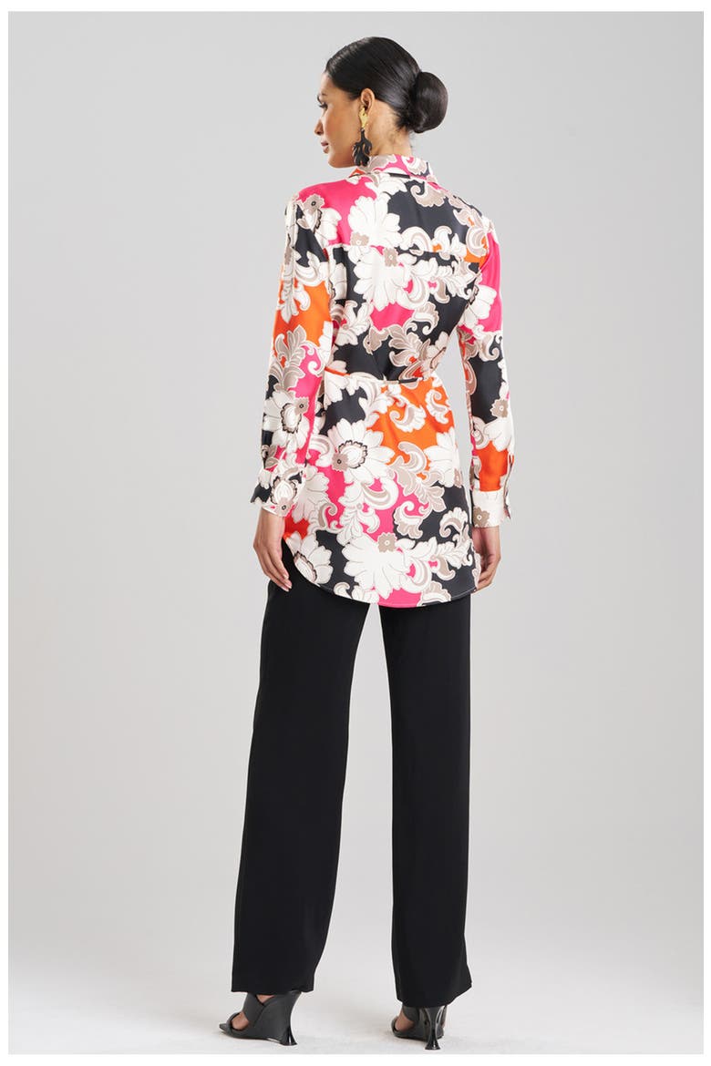 Cressida - Printed Silk Twill Button Up Tunic Shirt, Alternate, color, MULTI