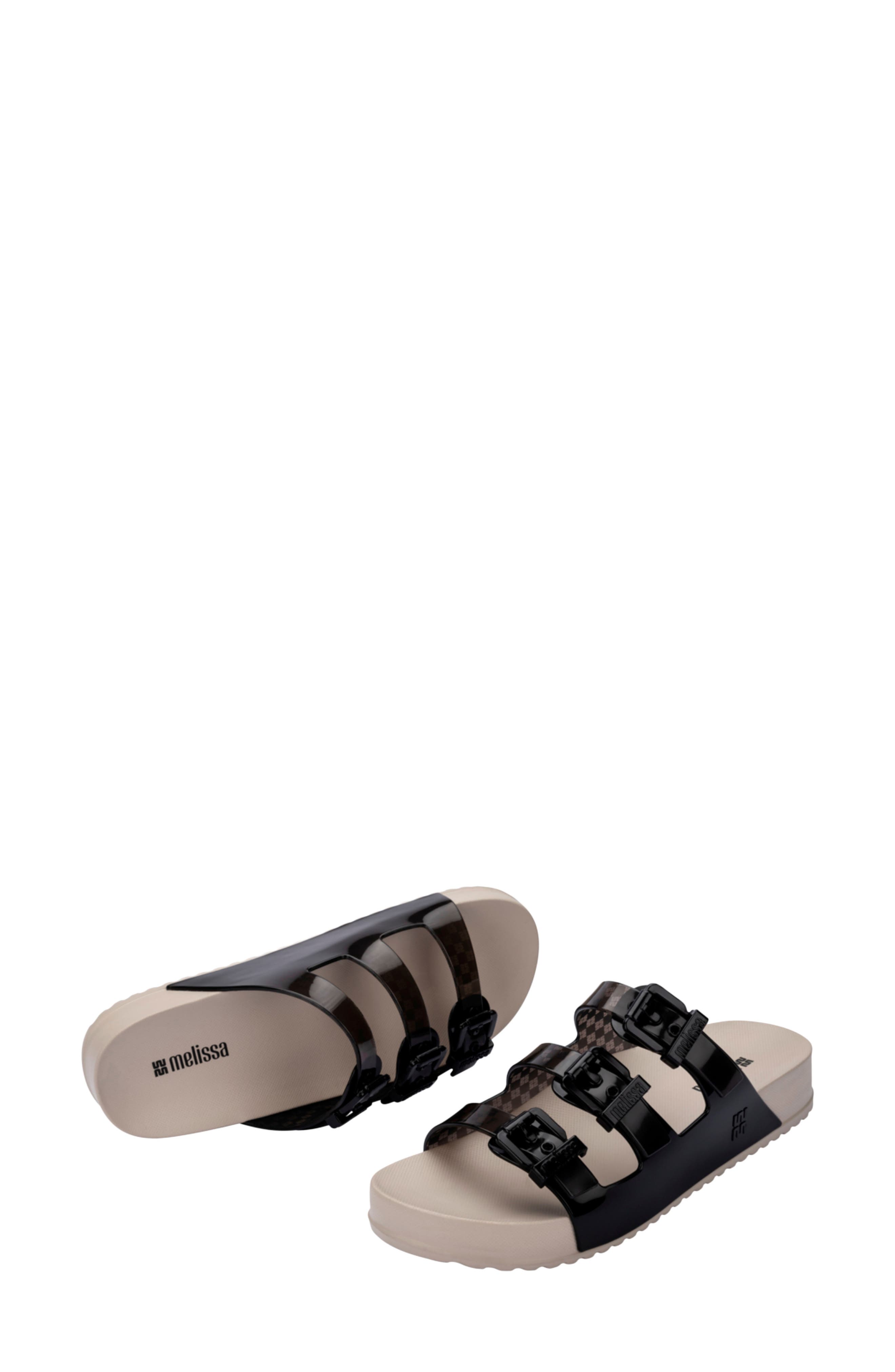 Cozy Stripes Platform Slide Sandal, Alternate, color, BEIGE/TRANSP BLACK