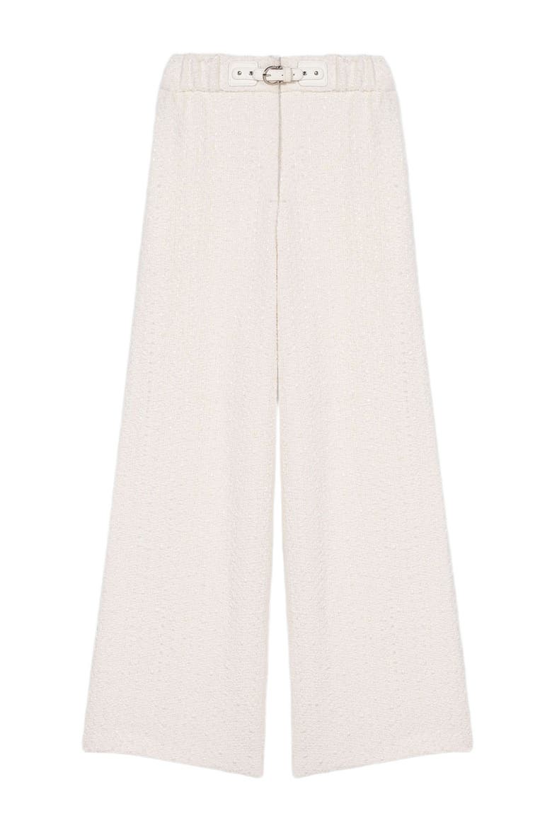 Wide-leg tweed trousers, Alternate, color, Ecru