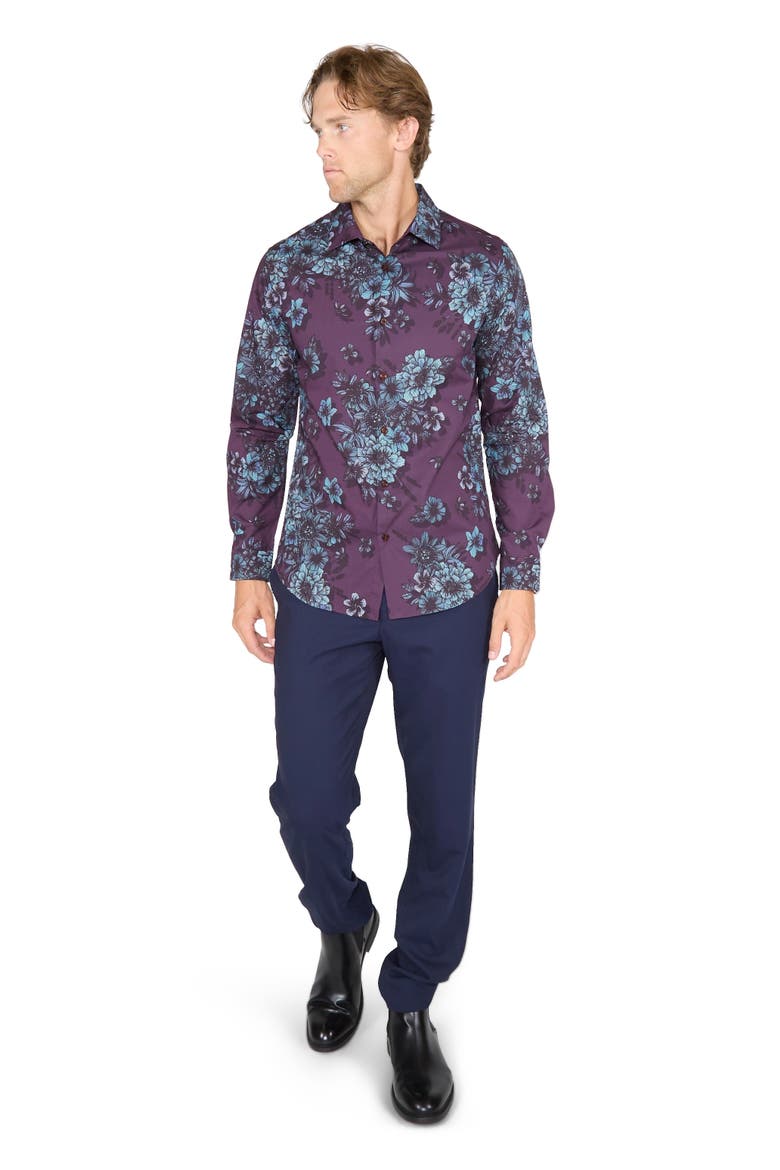 Nicoli Button-Up Shirt, Alternate, color, Valencia Floral Plum