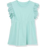 Lands' End Girls Flutter Sleeve Tiered Peasant Top