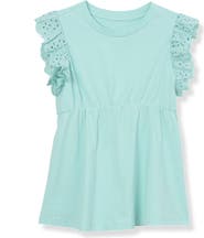 Lands' End Girls Flutter Sleeve Tiered Peasant Top