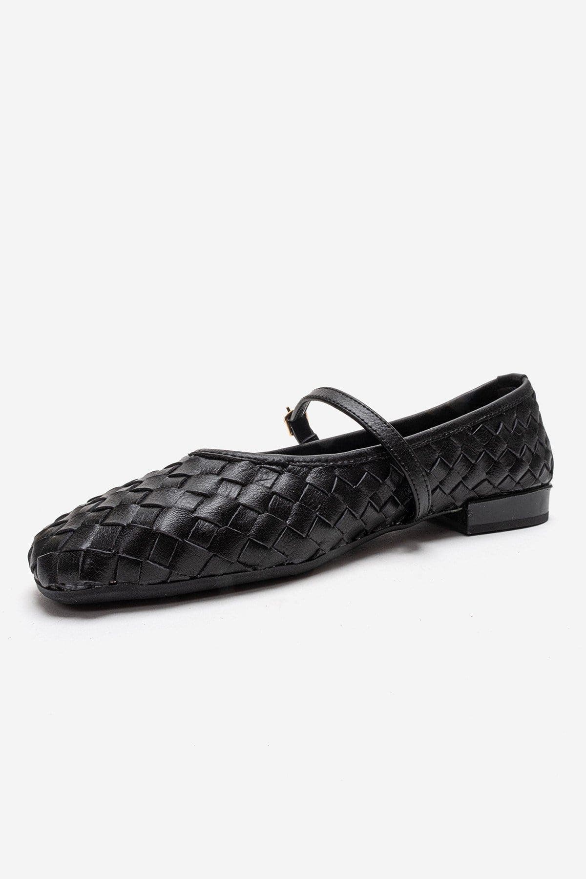 Forever & Always Shoes Yevora Leather Woven Strap Ballet Flat, Alternate, color, Black
