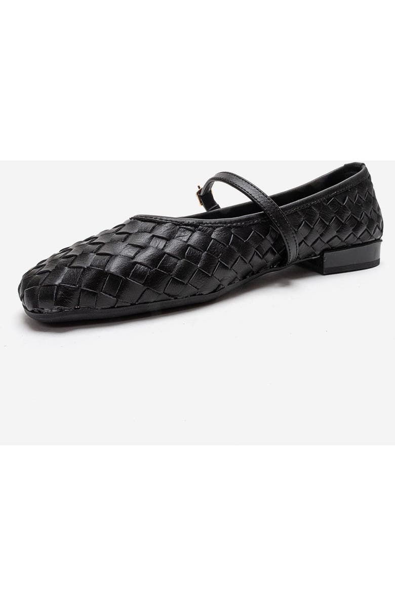 Forever & Always Shoes Yevora Leather Woven Strap Ballet Flat, Alternate, color, Black
