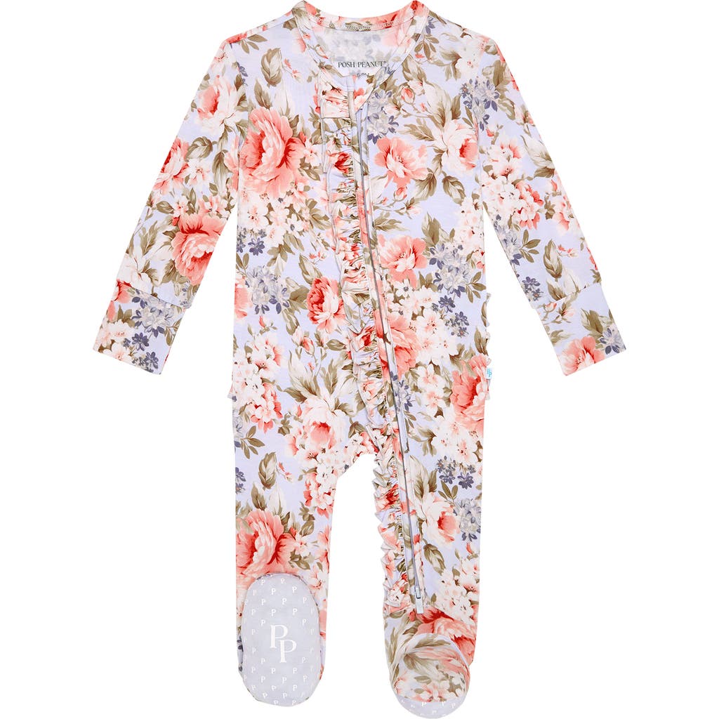 Posh Peanut Ruffle Zip Footie In Neutral