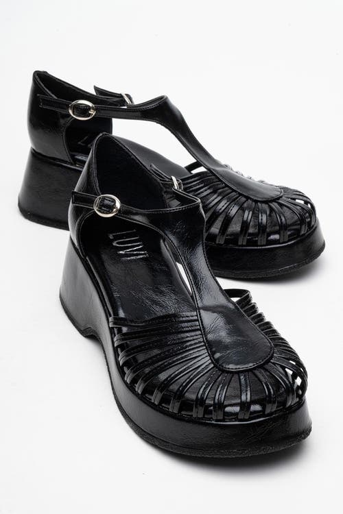 Prologue Shoes Aniel Platform Wedge Sandal In Black