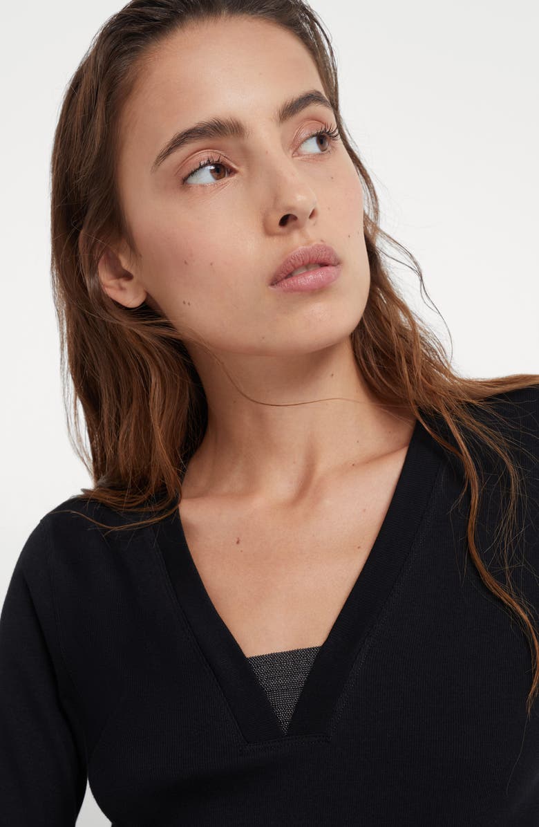 Brunello Cucinelli Ribbed jersey T-shirt, Alternate, color,