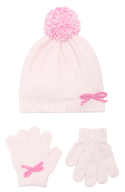 Kids' Bow Pompom Beanie & Gloves Set (Big Kid)