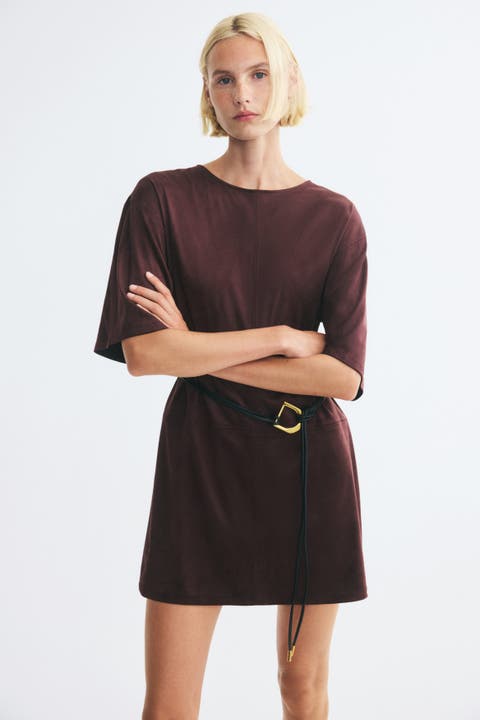 Napped Dress With Belt