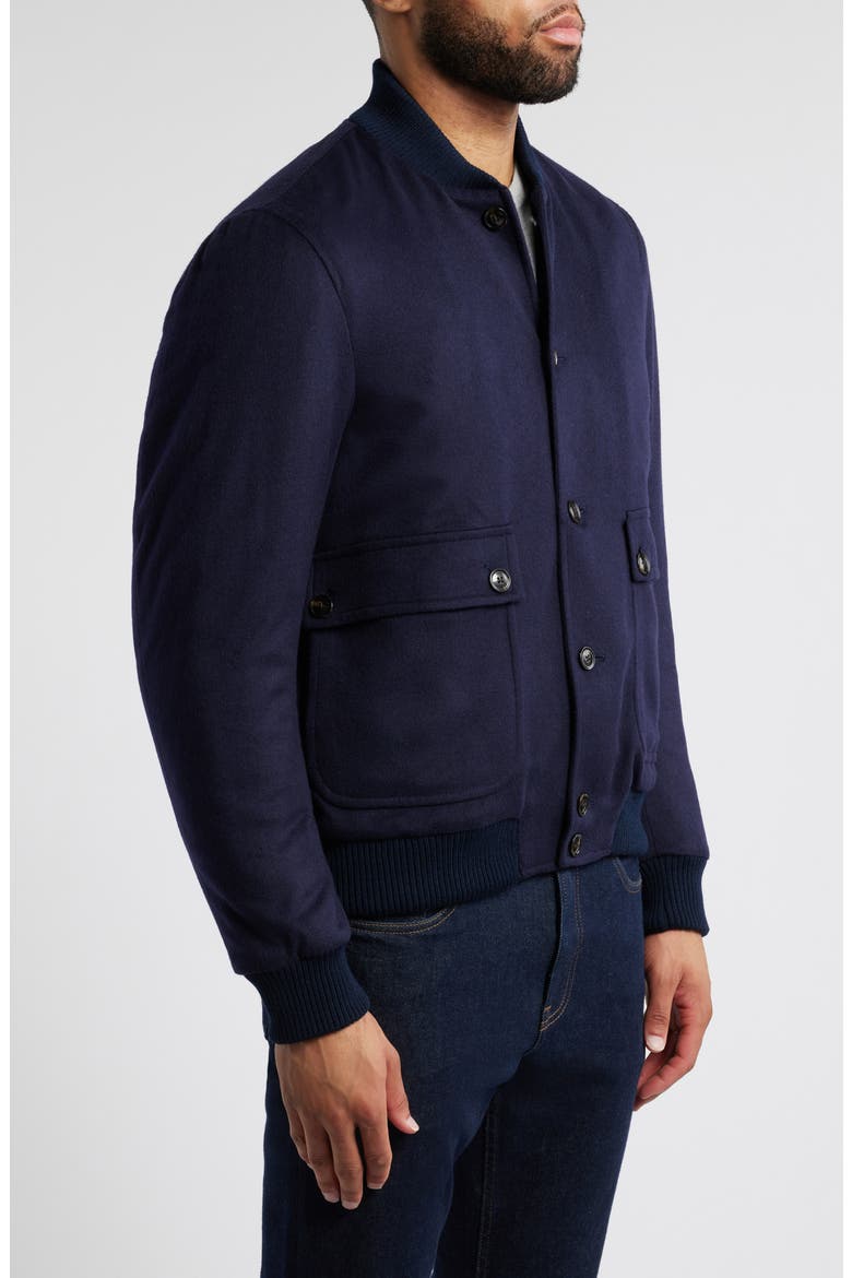 Silk & Cashmere Bomber Jacket, Alternate, color, NAVY