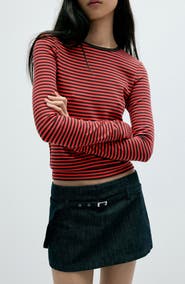MANGO Stripe Long Sleeve Jersey T-Shirt
