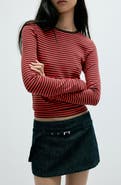 MANGO Stripe Long Sleeve Jersey T-Shirt