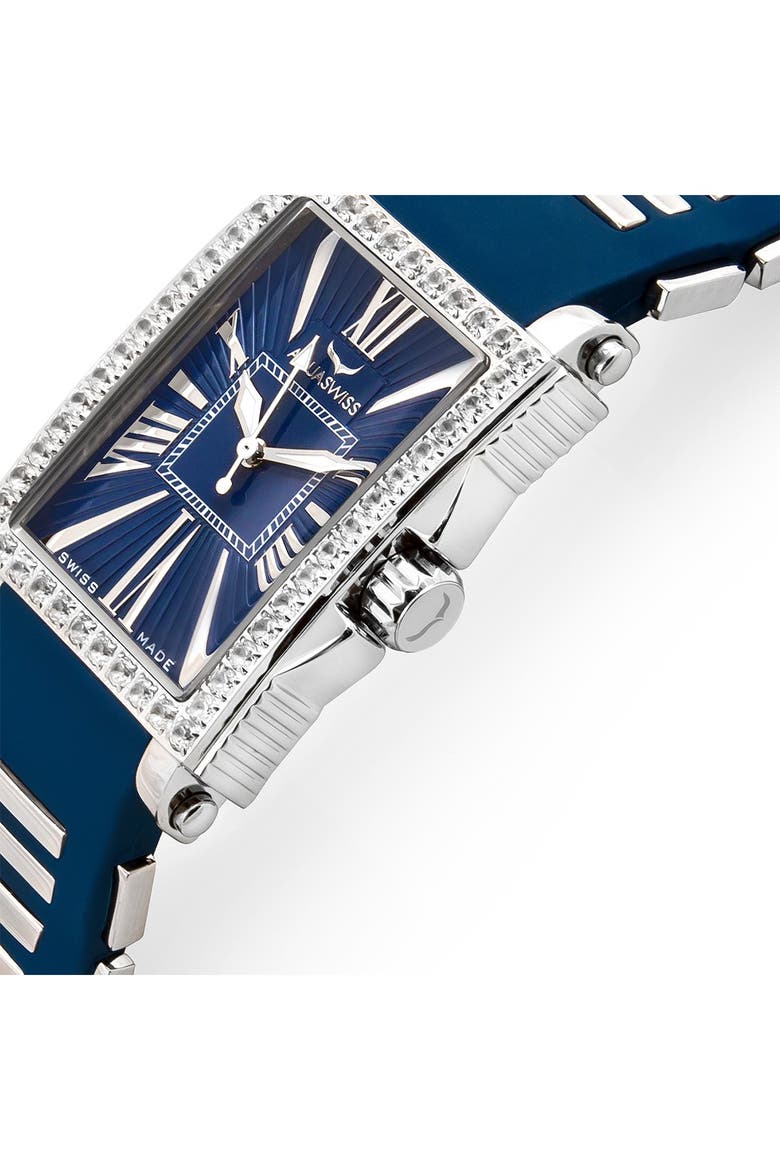 Kelly Silicone Strap Rectangle Watch, 44.5mm, Alternate, color, BLUE