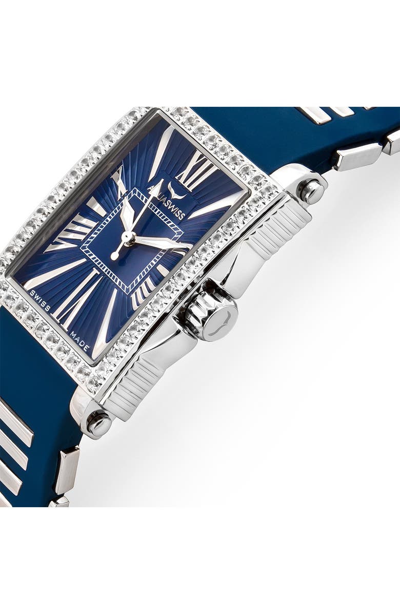 AQUASWISS Kelly Silicone Strap Rectangle Watch, 44.5mm, Alternate, color,