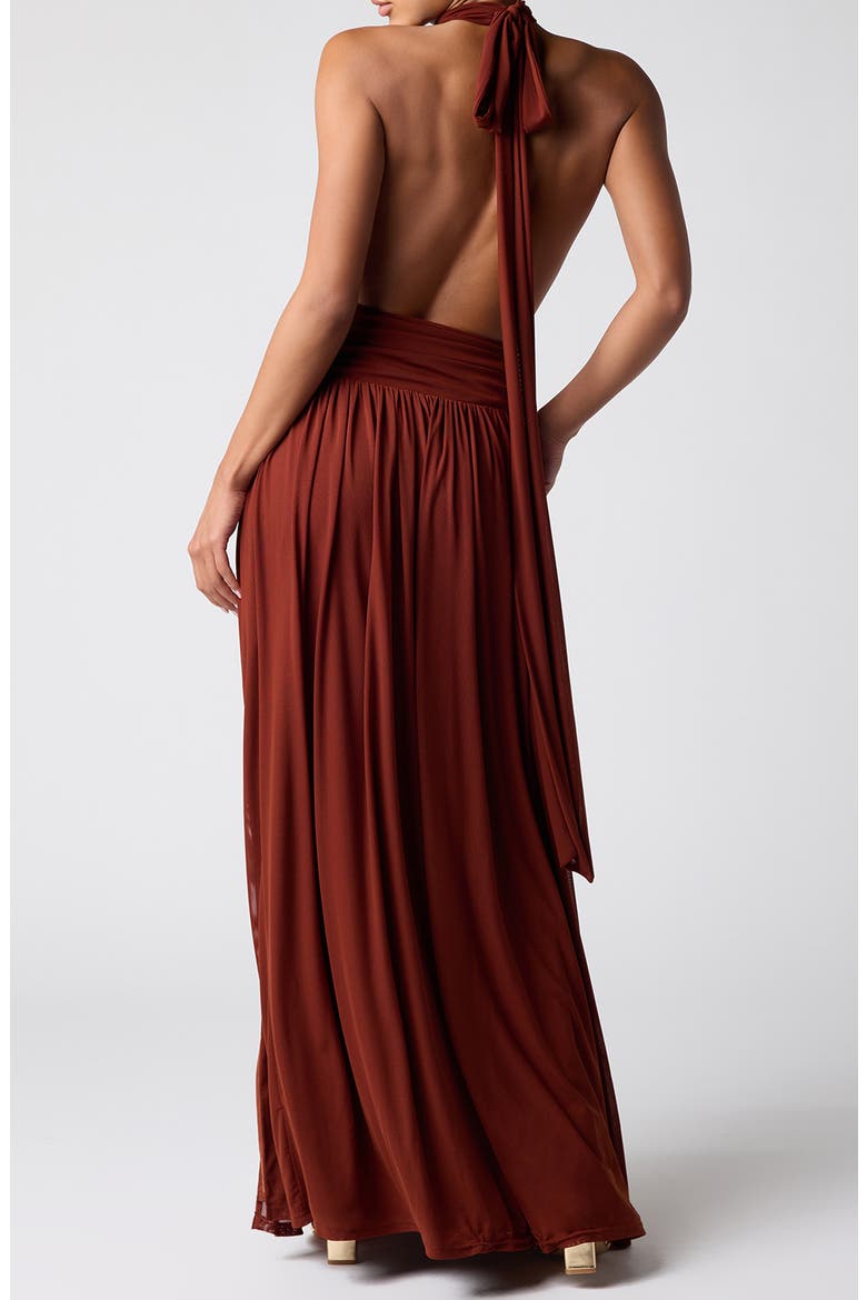 Lavina Halter Maxi Dress, Alternate, color, CHOCOLATE