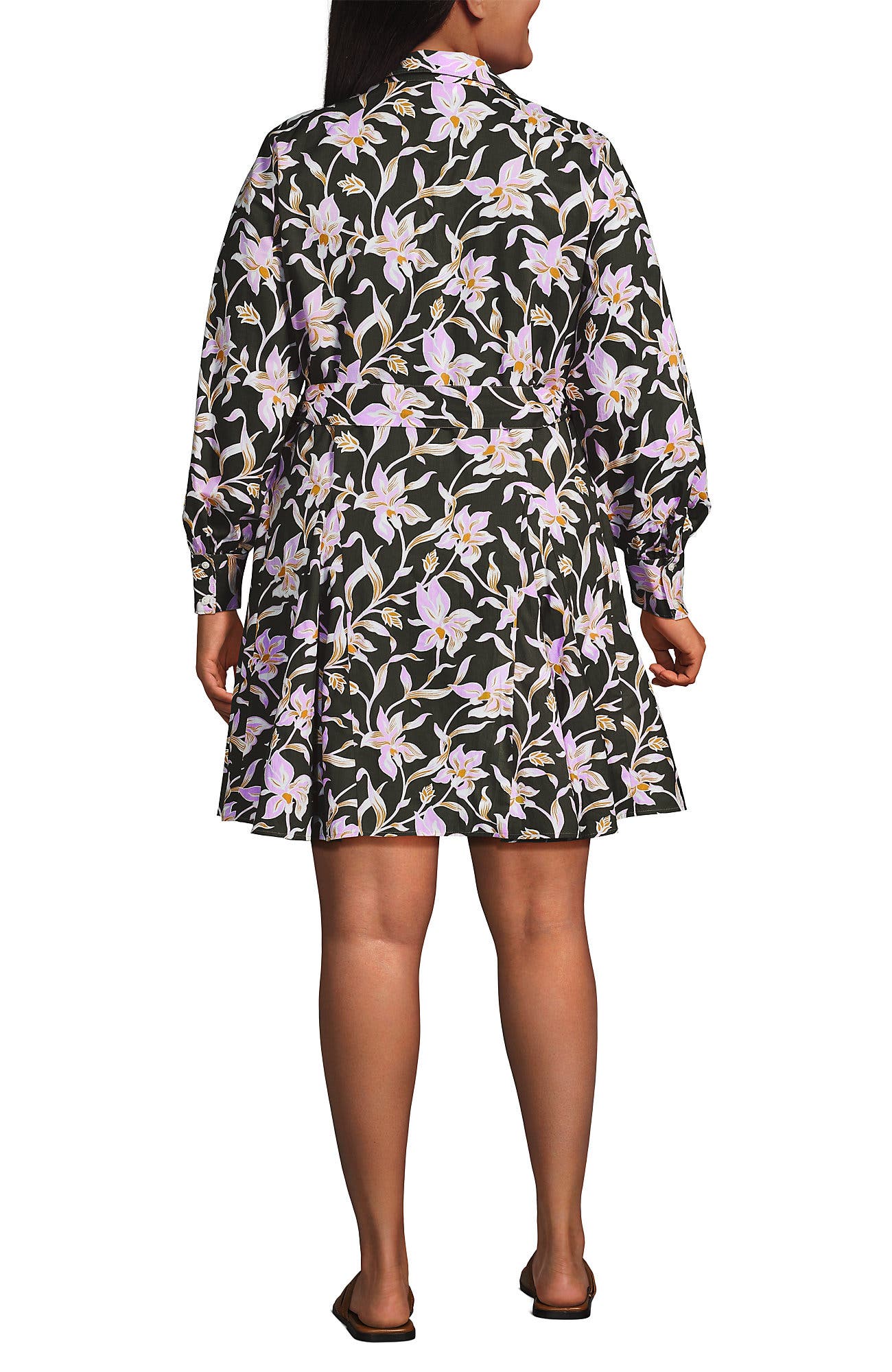 Plus Size Poplin Button Front Dress with Godets - image 4