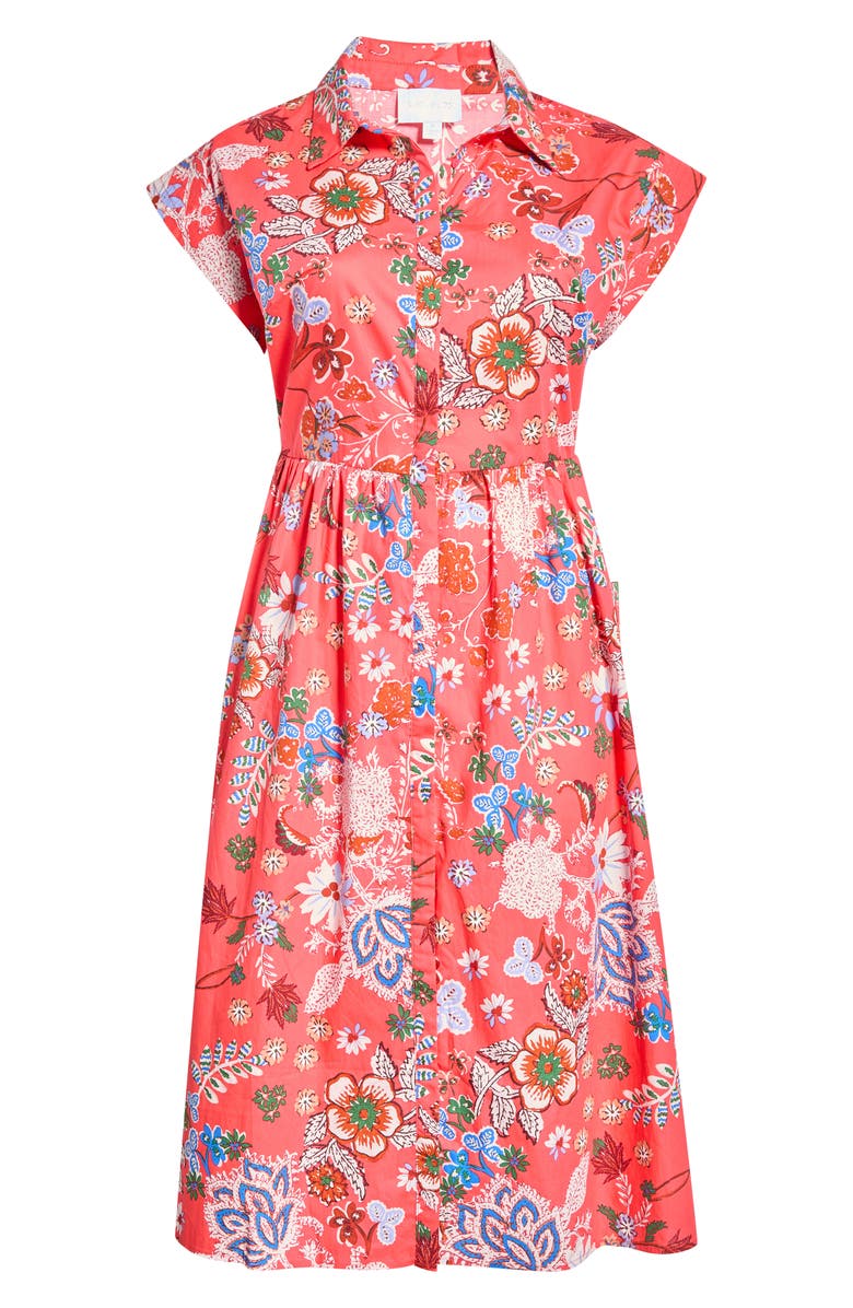 SUGARLIPS Oreanna Floral Print Midi Shirtdress, Main, color, 