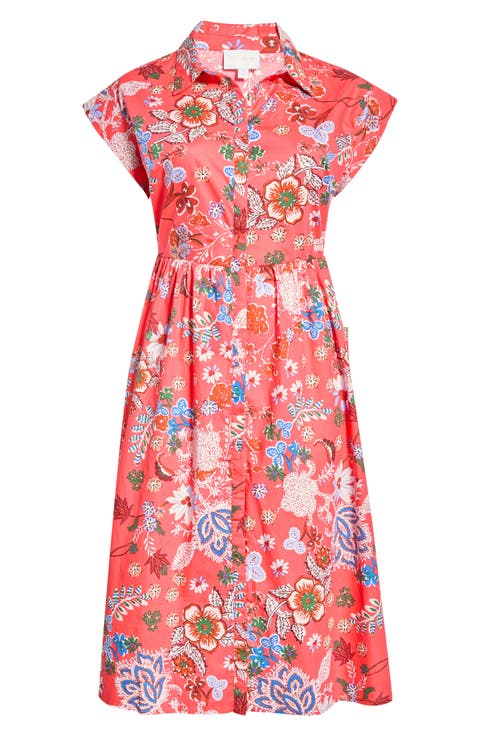 Oreanna Floral Print Midi Shirtdress (Plus)