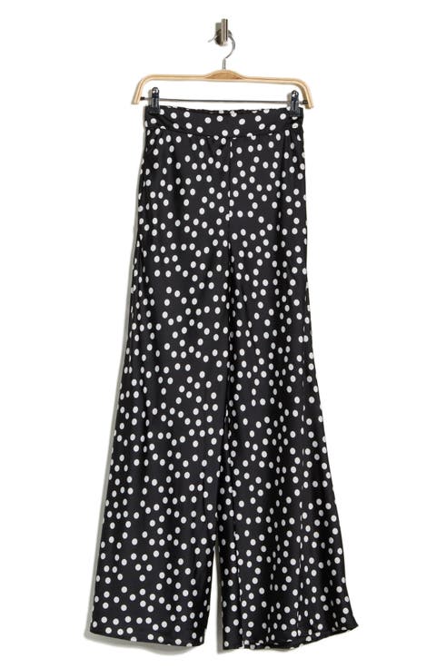 Polka Dot Satin Wide Leg Pants