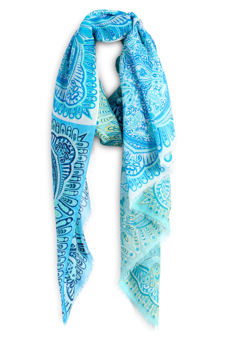 Patchwork Tile Scarf, Main, color, AQUA