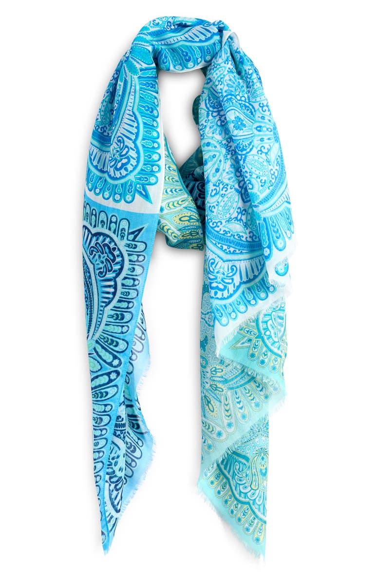 Echo Patchwork Tile Scarf, Main, color, Aqua